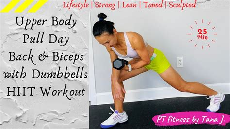 Upper Body Pull Day Back Biceps With Dumbbells Hiit Workout At Home