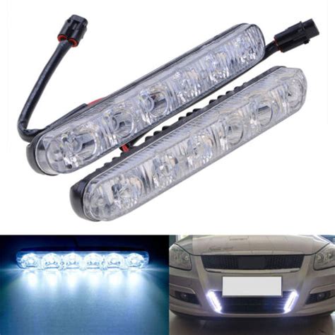 Pair Led Daytime Running Lights Car Driving Drl Fog Lamp V White