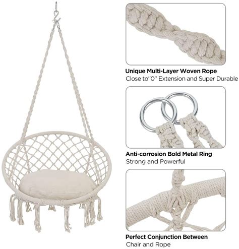 Amazon Patio Watcher Hammock Chair Macrame Swing With Cushion And