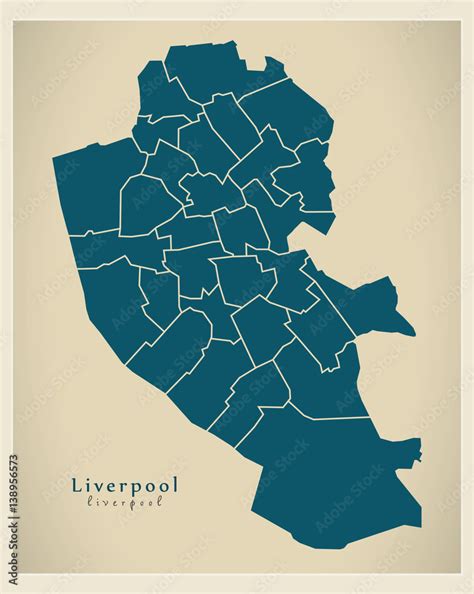 Modern City Map - Liverpool with boroughs illustration Stock Vector ...