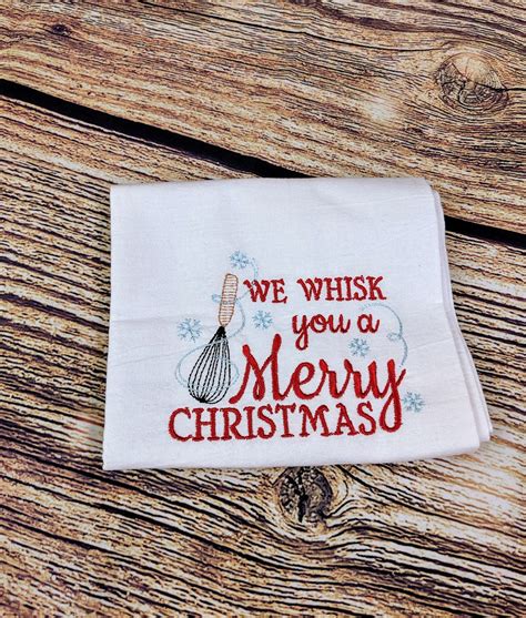 Embroidered Christmas Flour Sack Towel Bundle Kitchen Towels Etsy