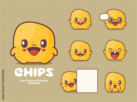 chips cartoon character food vector illustration stock vector adobe stock