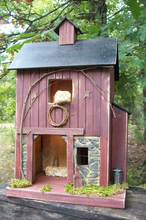 Primitive Birdhouse Primitive Barn Rustic Birdhouse Folk