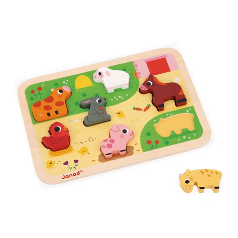 Puzzle Granja Chunky Piezas Puzzles De Madera Primera Infancia