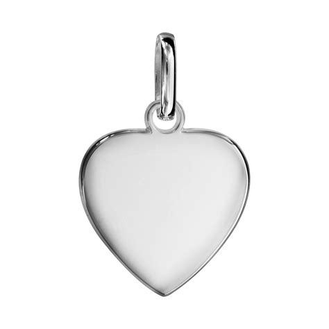 Pendentif en argent coeur simple à graver petit modèle plaque prestige