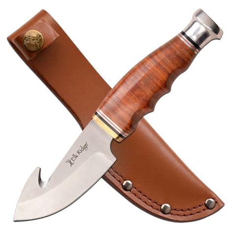 Fixed Blade Outskirt Gut Hook Hunting Knife With Genuine Lea