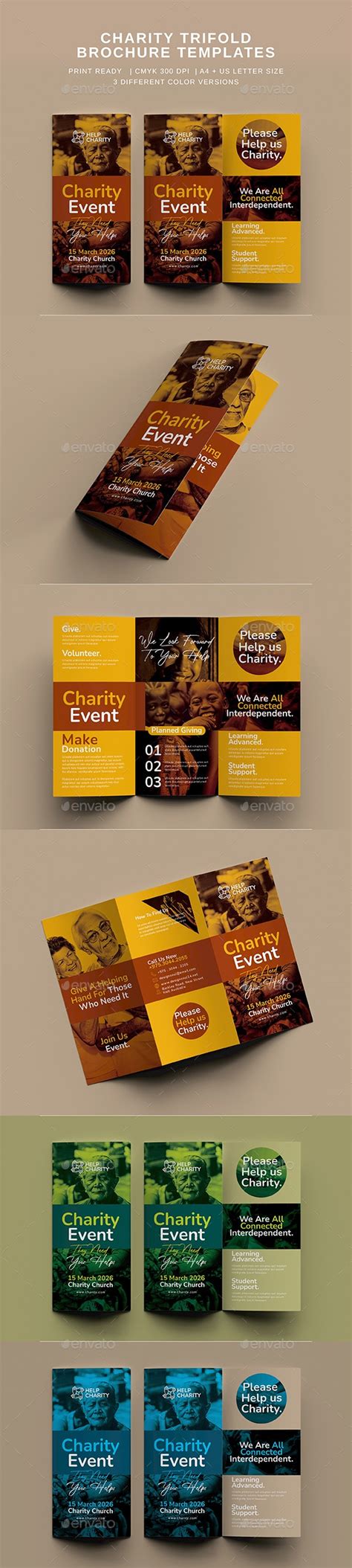 Charity Trifold Brochure Templates Print Templates Graphicriver