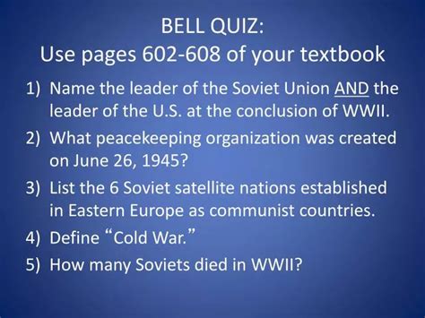 Ppt Bell Quiz Use Pages Of Your Textbook Powerpoint