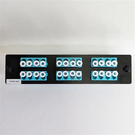 Classic Lc Lc Fiber Optic Lgx Compatible Adapter Panel With Aqua Multimode Adapters For 24