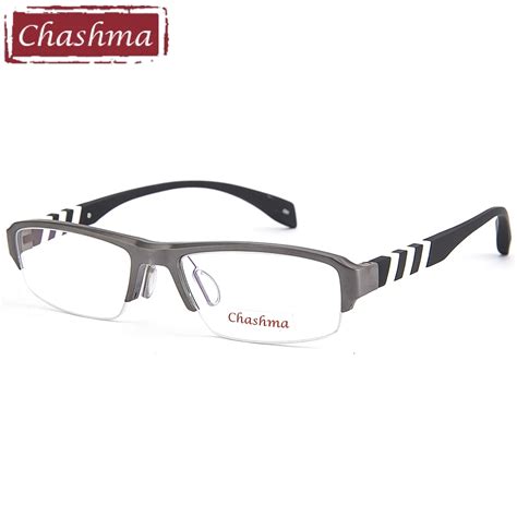 Chashma Brand Sport Style Men Eyeglass Titanium Frame Rubber Temple