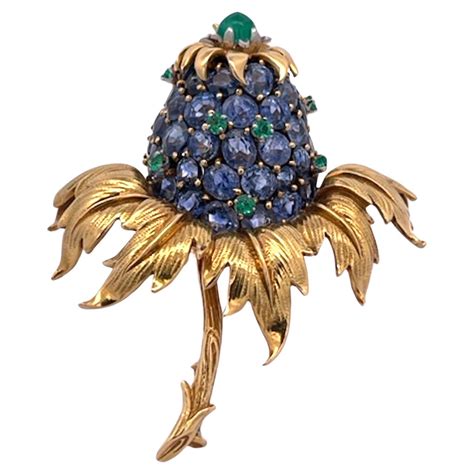 Jean Schlumberger Tiffany And Co Peridot And Ruby Thistle Brooch For