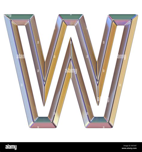 Chrome Font With Colorful Reflections Letter W D Render Illustration