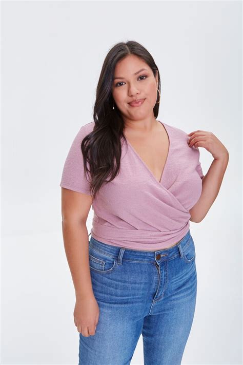 Plus Size Surplice Crop Top