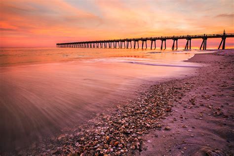 Pensacola Beach Photo Sunset Shells Pensacola Beach Pier Photo Florida Beach Photography Beach