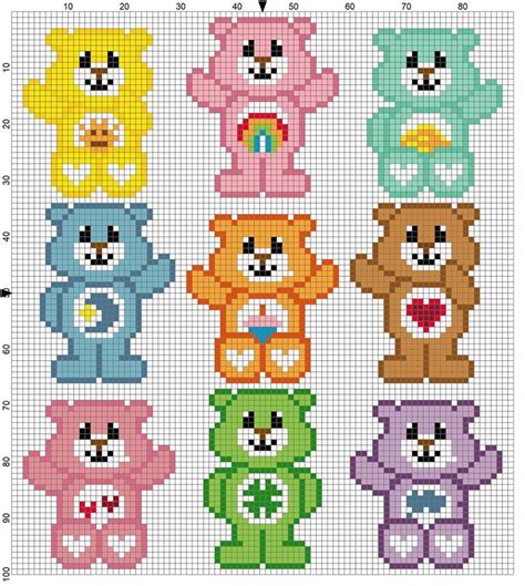 Care Bears Pixel Graph Ositos Punto De Cruz Punto De Cruz Punto De Cruz Disney