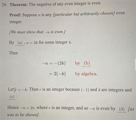 Solved 29 Theorem The Negative Of Any Even Integer Is