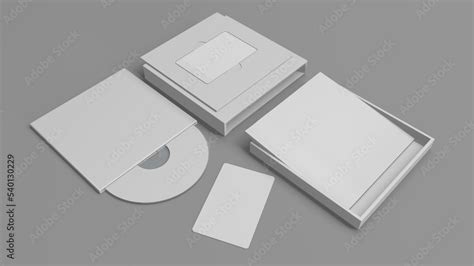 Music Album Mockup Set Set Box Contents Booklet Cd Cd Cover Set Of White Mockup On Gray