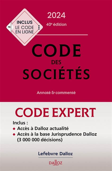 Amazon Code Expert Code des sociétés 2024 40ed Annoté et