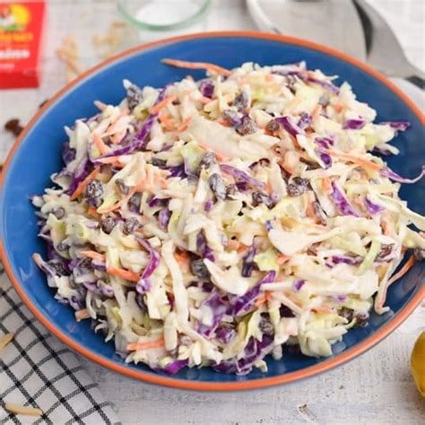 Creamy Coleslaw With Almond Raisins Easy Coleslaw Recipe