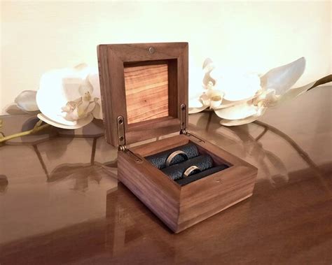 Walnut Ring Bearer Box Ring Box Wedding Engagement Ring Box Etsy