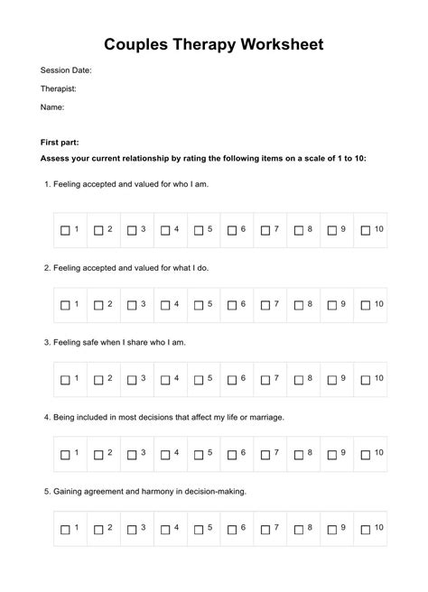 Couples Therapy Worksheet Template And Example Free Pdf Download