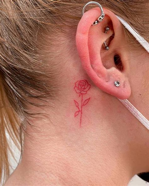 Details 77 Red Rose Tattoo Behind Ear Latest Incdgdbentre