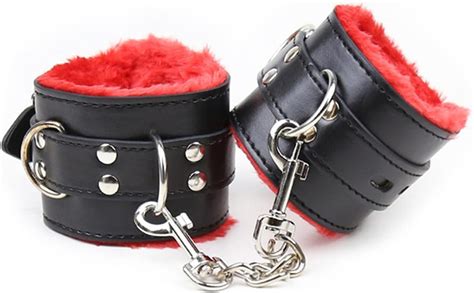 Newly 1 Set Of Fluffy Handcuffs For Ankles And Wrist With Chain Set Fuzzy Hand Cuff