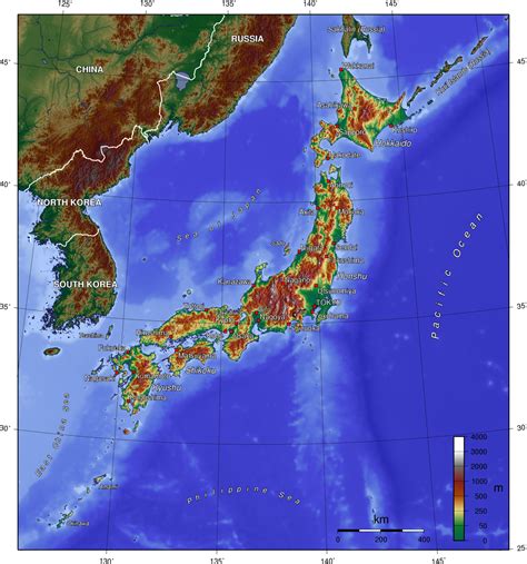 Landkarte Japan Topographie Karten Und Stadtpläne