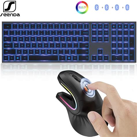 Seenda Backlit Wireless Keyboard And Mouse Combo Rechargeable Bluetooth