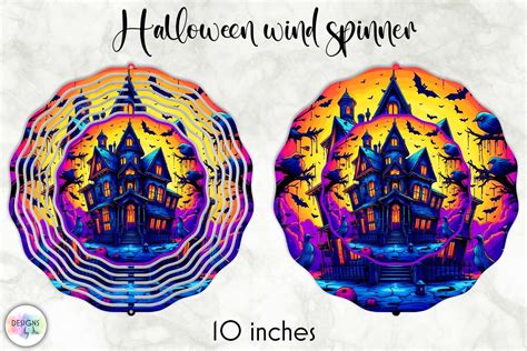 Halloween Wind Spinner Haunted House Graphic By Designs By Ira