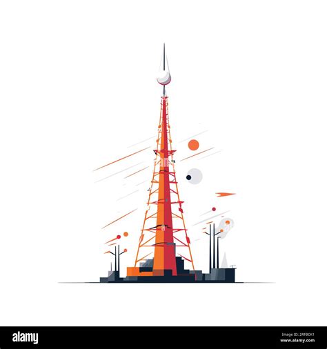 Telecommunication Tower With Antennas Vector Isolated Stock Vector