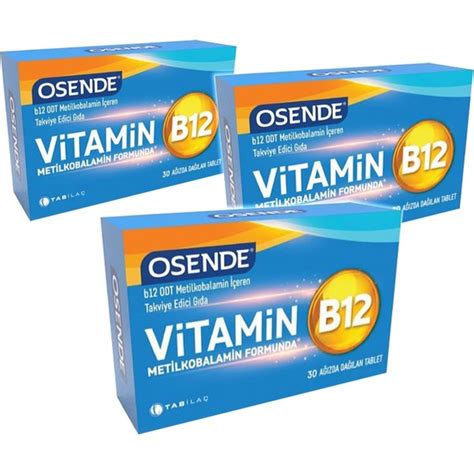 Tab İlaç A Ş Osende Vitamin B12 30 Tablet x 3 Adet Fiyatı