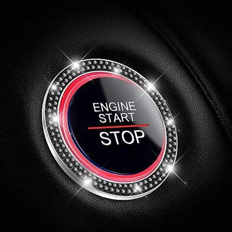 Cgeamdy Pcs Car Push Start Button Crystal Rhinestone Cover Sticker