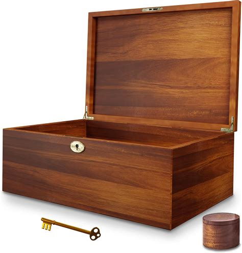 Large Wooden Box With Hinged Lid Wood Storage Box With