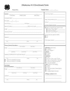 Fillable Online Oces Okstate Oklahoma H Enrollment Form Oces