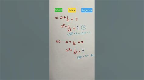 Algebra Short Trick Math Tricks How To Solve Algebra Question