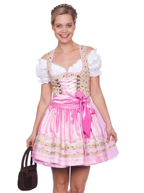 Kr Ger Dirndl Caramel Beige Rose Gr O