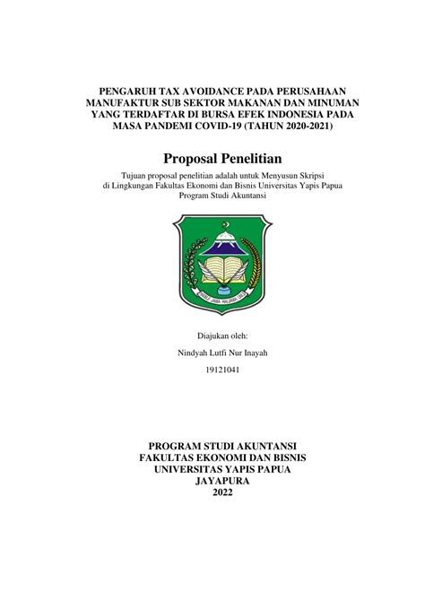 Pdf Pengaruh Tax Avoidance Pada Perusahaan Manufaktur Sub Sektor Makanan Dan Minuman Yang