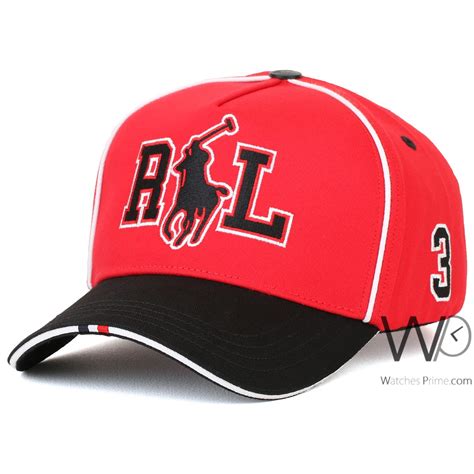 US Polo Ralph Lauren Baseball Red Black Cotton Cap | Watches Prime