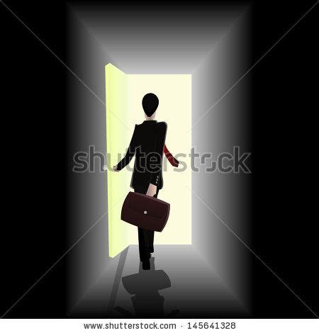 Businessman Walking Towards Open Door Showing Stock Vector Royalty