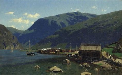 Settlement In The Sognefjord Painting Adelsteen Normann Oil Paintings