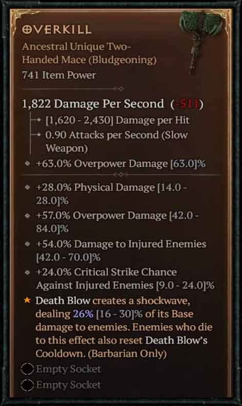 Diablo 4 Unique Overkill