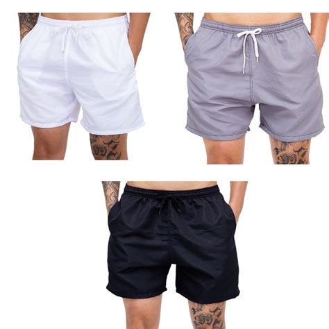 Kit 3 Bermudas Masculina Short Praia Tactel Mauricinho Treino Academia