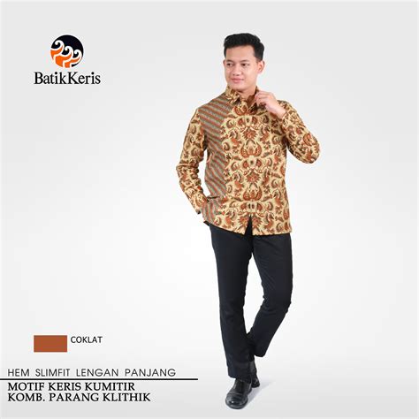 Kemeja Slimfit Batik Lengan Panjang Motif Keris Kumitir Kombinasi