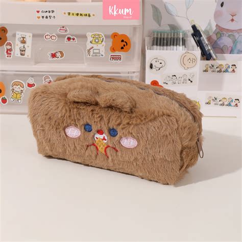 Jual Tempat Pensil Bulu Soft Cute Tas Pensil Kosmetik Pouch Makeup