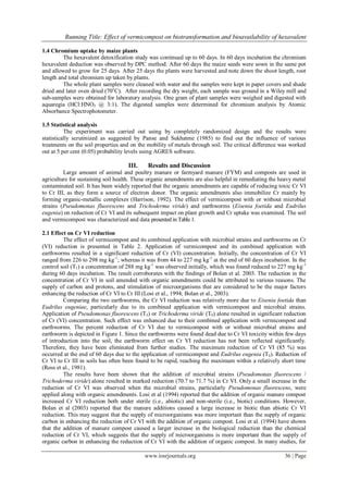 Effect Of Vermicompost On Biotransformation And Bioavailability Of