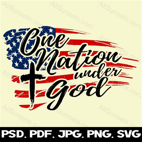 Religious Patriotic Clipart One Nation Under God American Flag Etsy