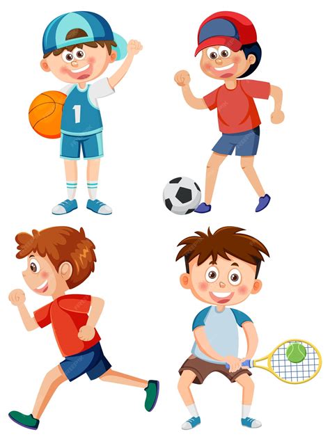 Niños disfrutando de varios deportes | Vector Premium
