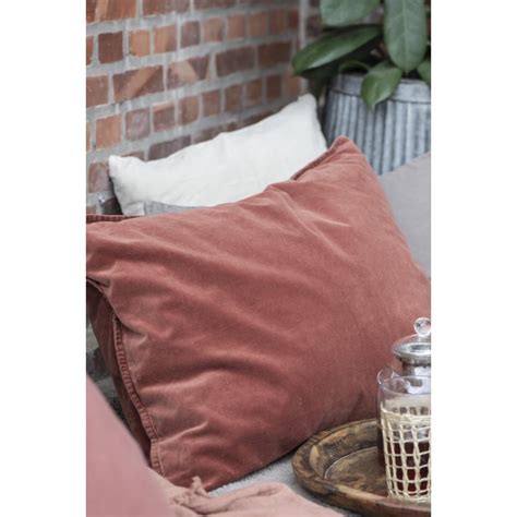 Ib Laursen Housse Coussin Rectangulaire Velours Rouille 50 X 70 Cm