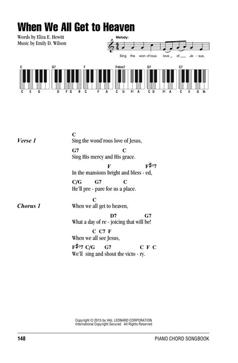 When We All Get To Heaven Piano Chords Lyrics Print Sheet Music | Hot ...